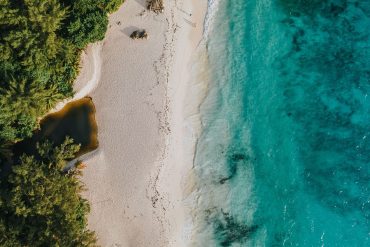 White-sand beach, turquoise ocean and granite rocks in the Seychelles